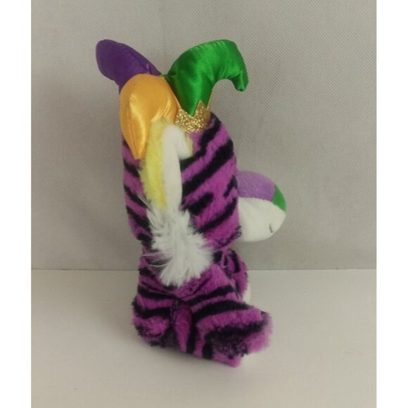 Walmart Purple Jester Tiger Green Gold Red Mardi Gras Plush 7.25" - Picture 2 of 7